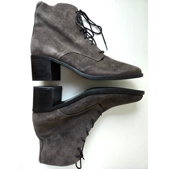 Freda Salvador NEW Ace Suede Leather Grey Lace Up High Heel Desert Boots Size 7 - Picture 5 of 11
